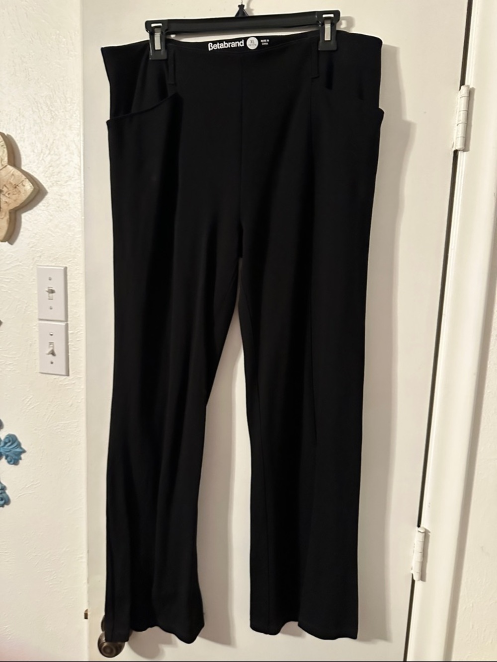 Betabrand Black Stretch Straight-Leg Trousers
